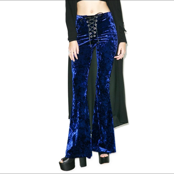 Widow Pants - Widow blue velvet bell bottoms